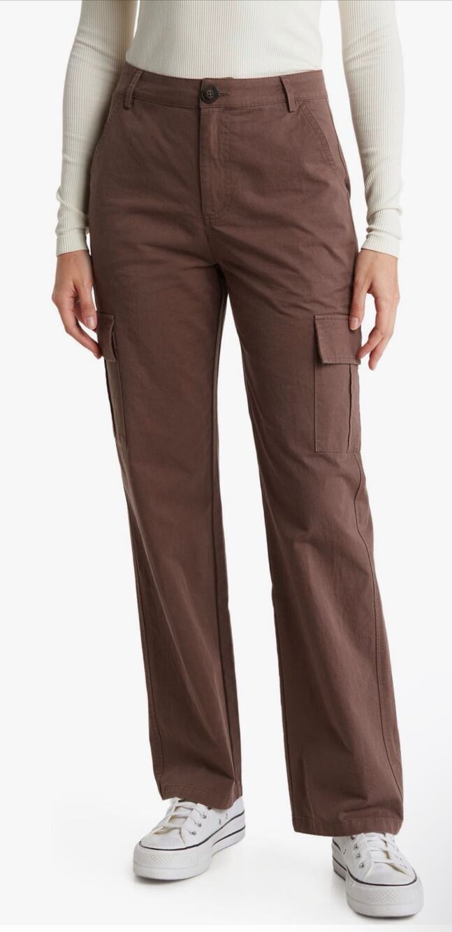 Elodie Revolve Straight Leg Chocolate Brown Cargo Casual Utility Pants XS